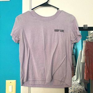 purple cropped shirt